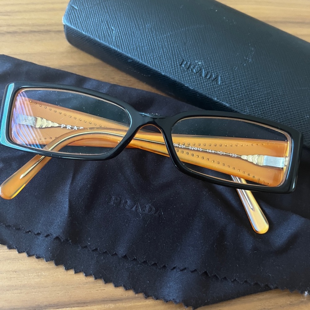 Prada Black Frame with Orange Accents Eyeglasses